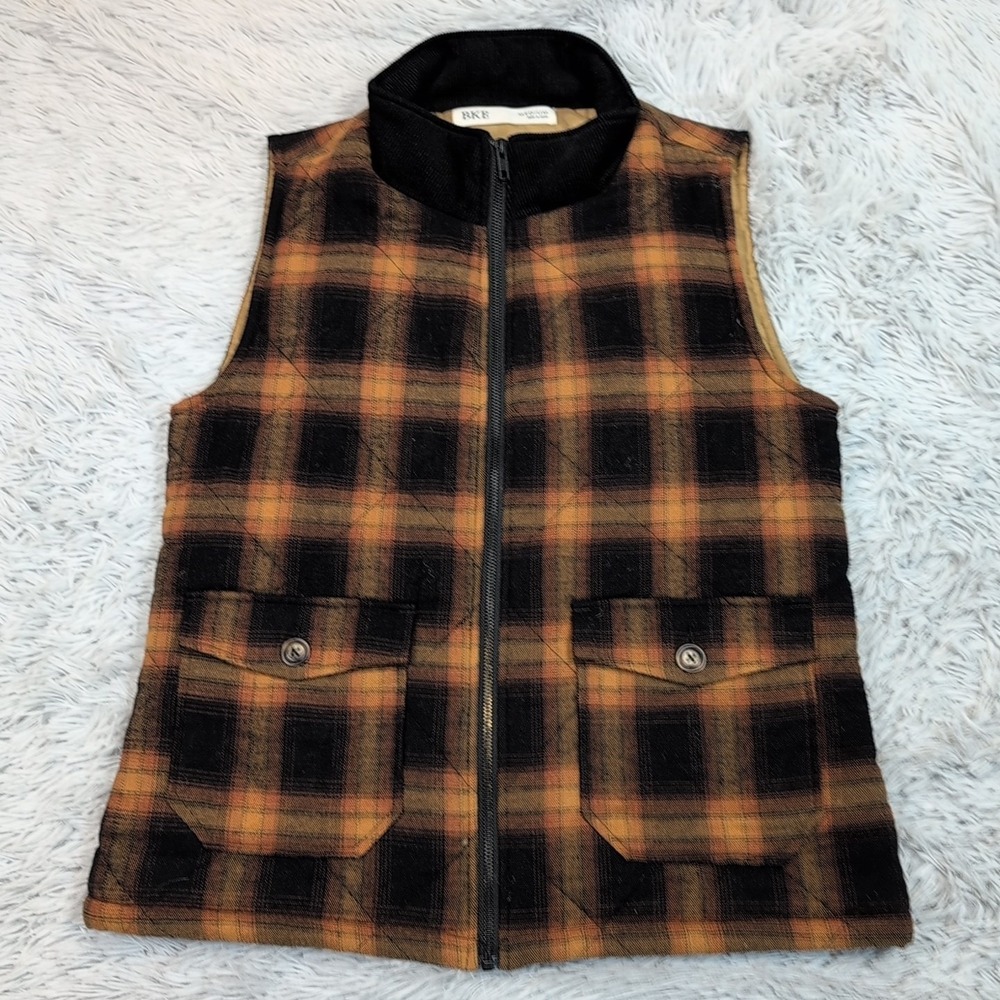 BKE Vest Womens M Brown Plaid Zip Up Gorpcore Soft Comfort Casual Pockets